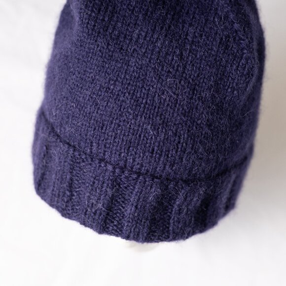 Hand Knit Indigo Blue Alpaca Classic Winter Unisex Hat main image 5